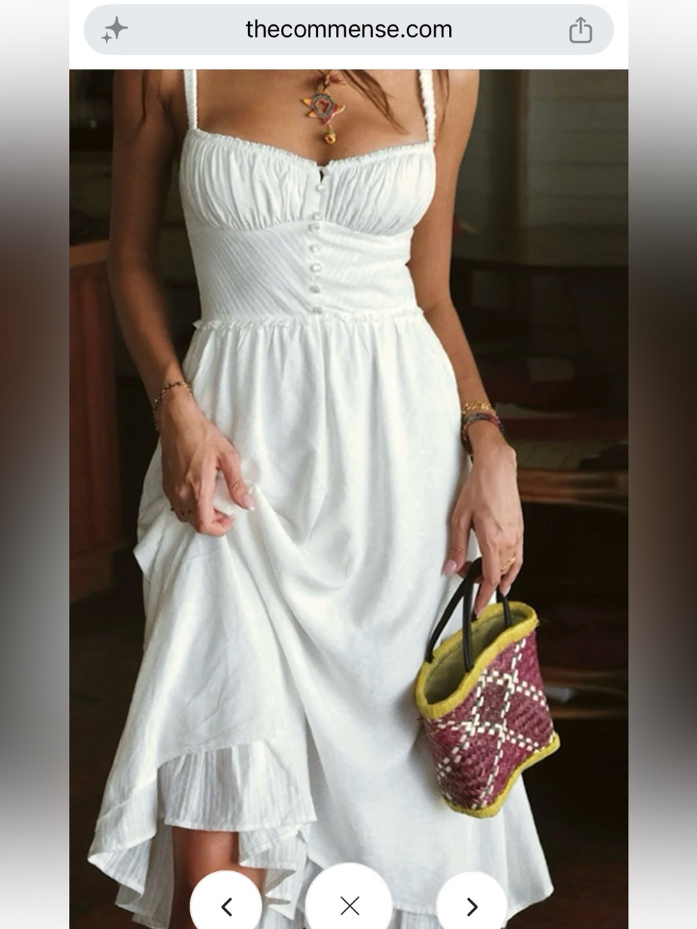 Commense White High-Low Sundress with Button Front